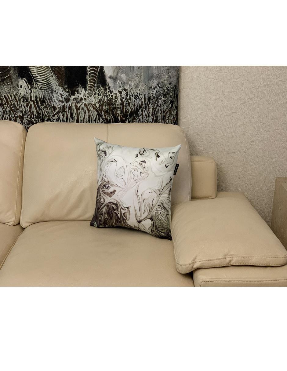 Cojín decorativo sublimado Soufian gris con blanco