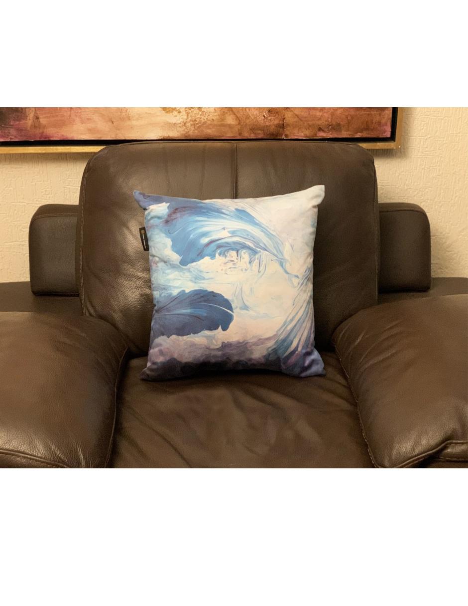 Cojín decorativo sublimado Agota azul con morado 2