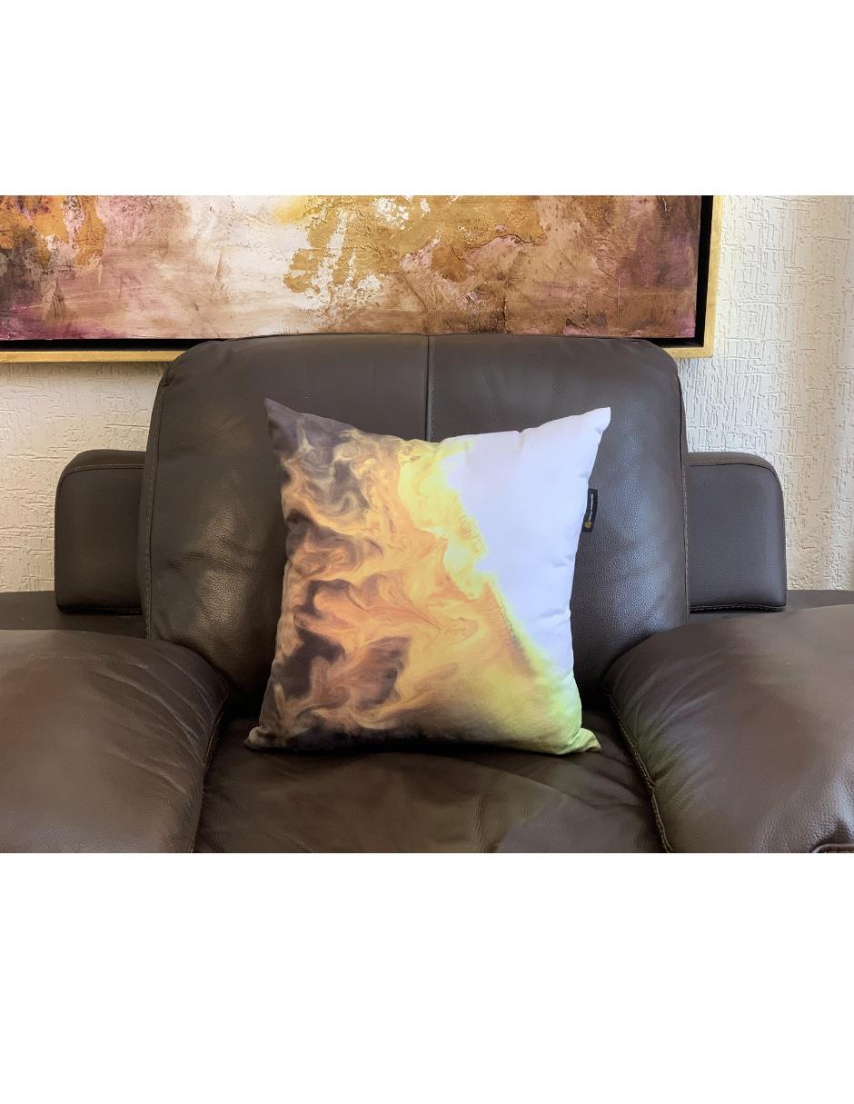 Cojín decorativo sublimado Vany blanco con naranja 4