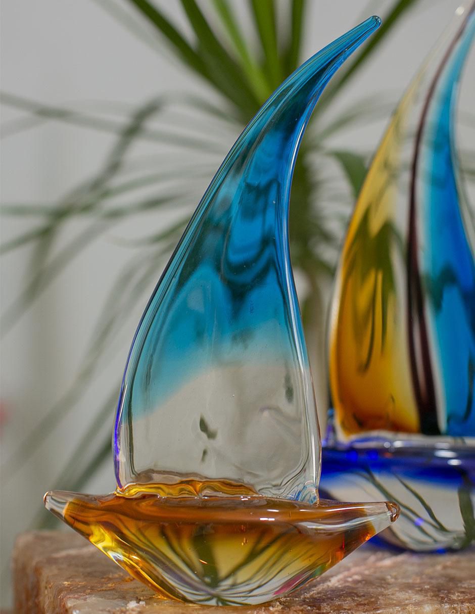 Figura decorativa de velero de vidrio 2