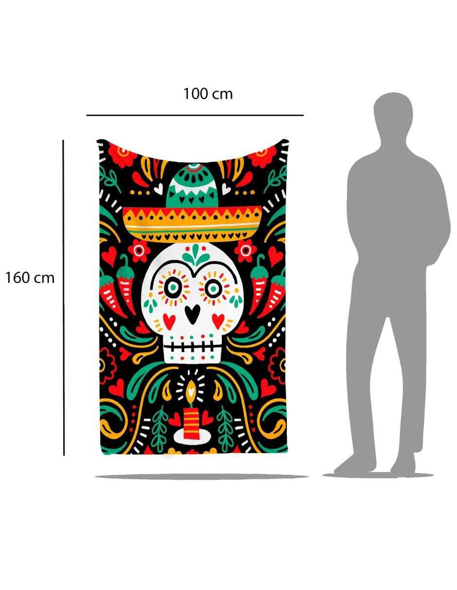 Frazada de tejido plano Calavera Méxicana unisex 5