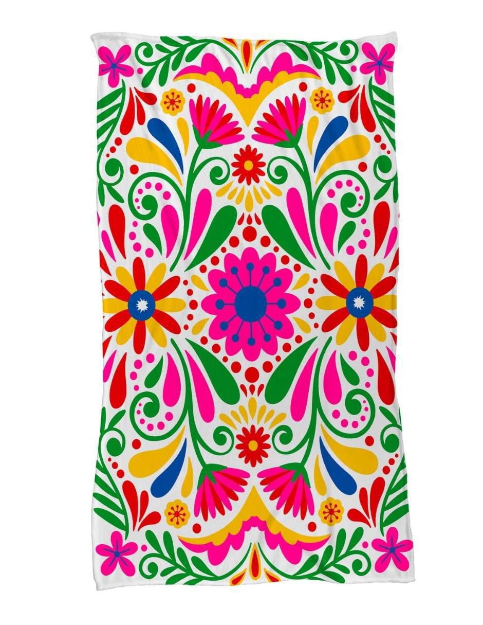 Frazada de tejido plano Flores Mexicana