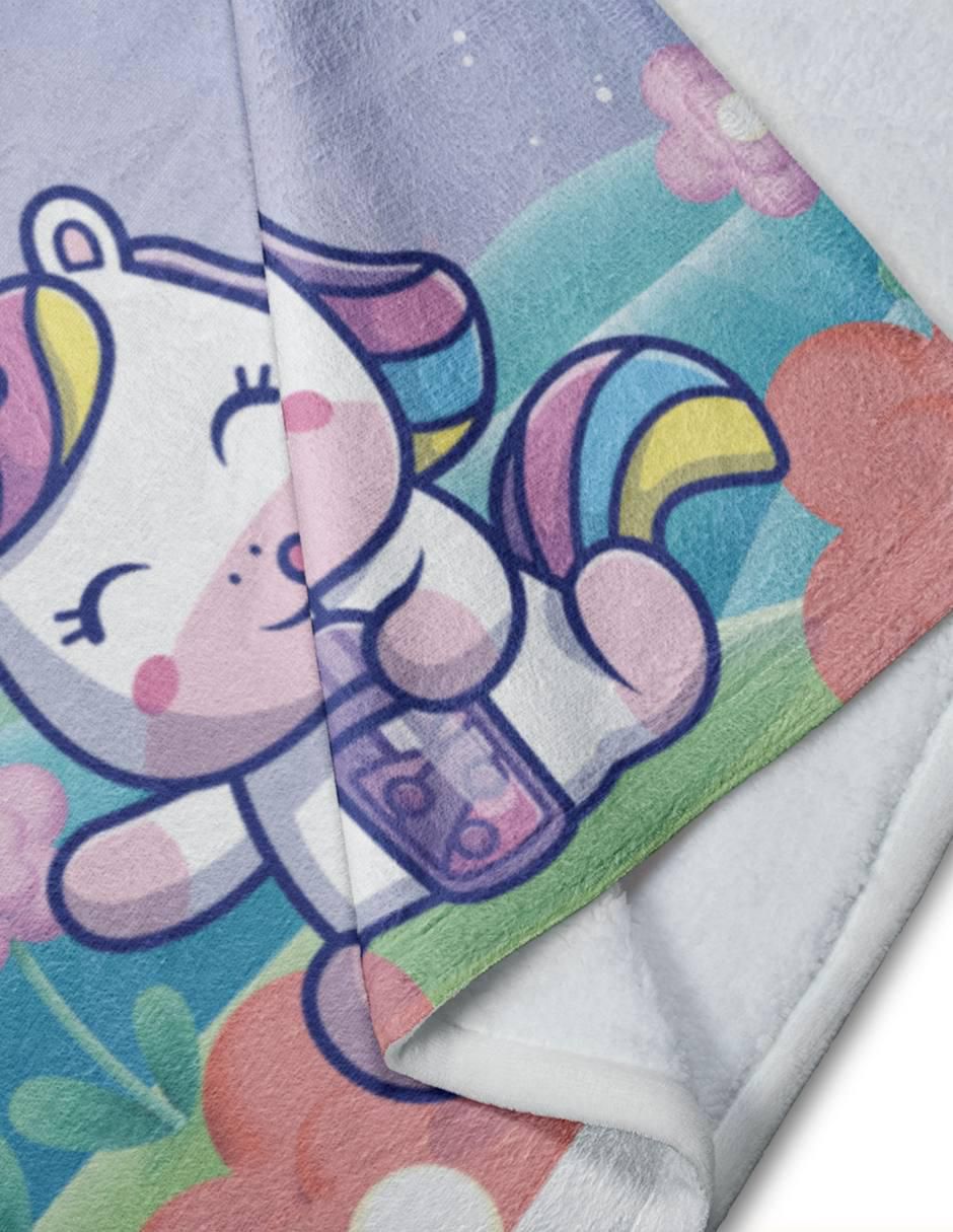 Frazada de tejido plano Unicornio Kawaii 3