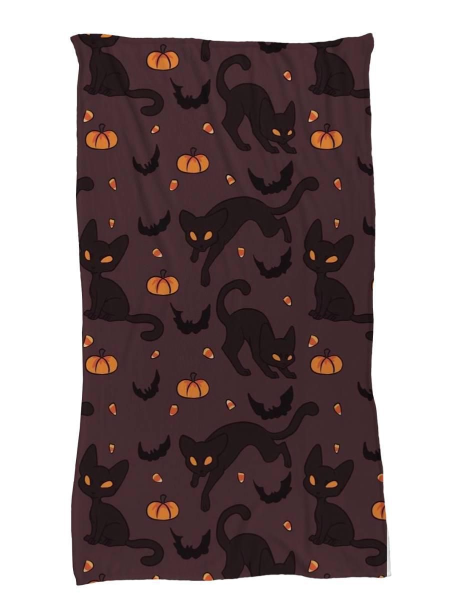 Frazada de tejido de punto Gatos Y Calabazas Halloween Frazada de tejido de punto Gatos Y Calabazas Halloween