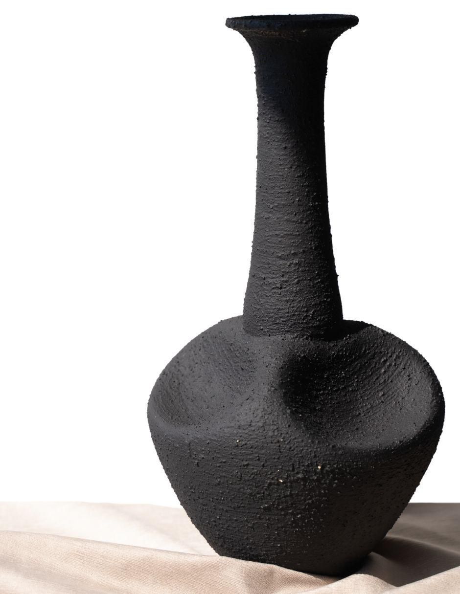 Jarrón Vida Textura Black de terracota