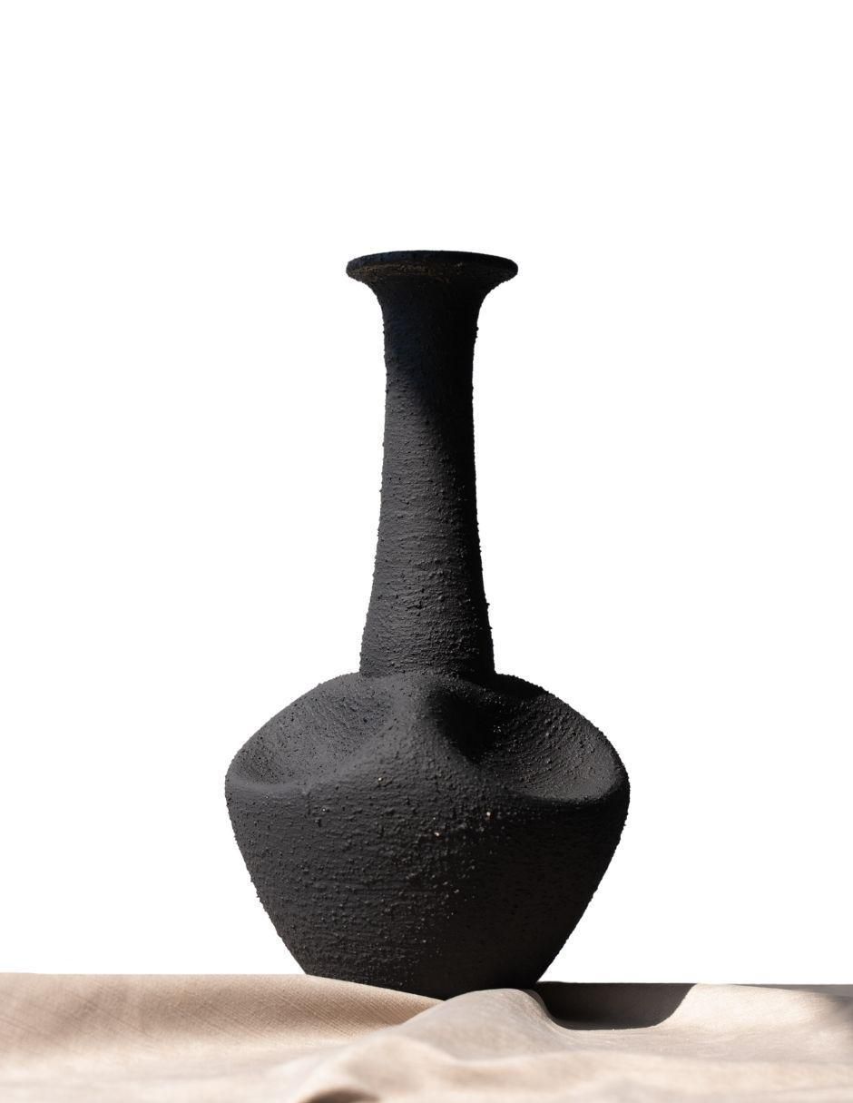 Jarrón Vida Textura Black de terracota