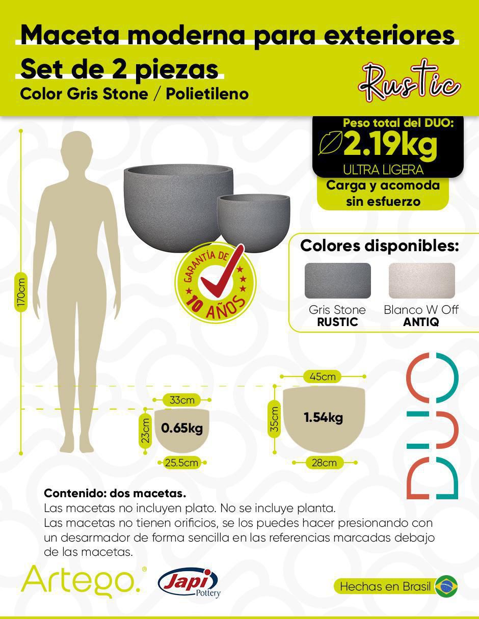 Set maceta Duo Japi de plástico 7