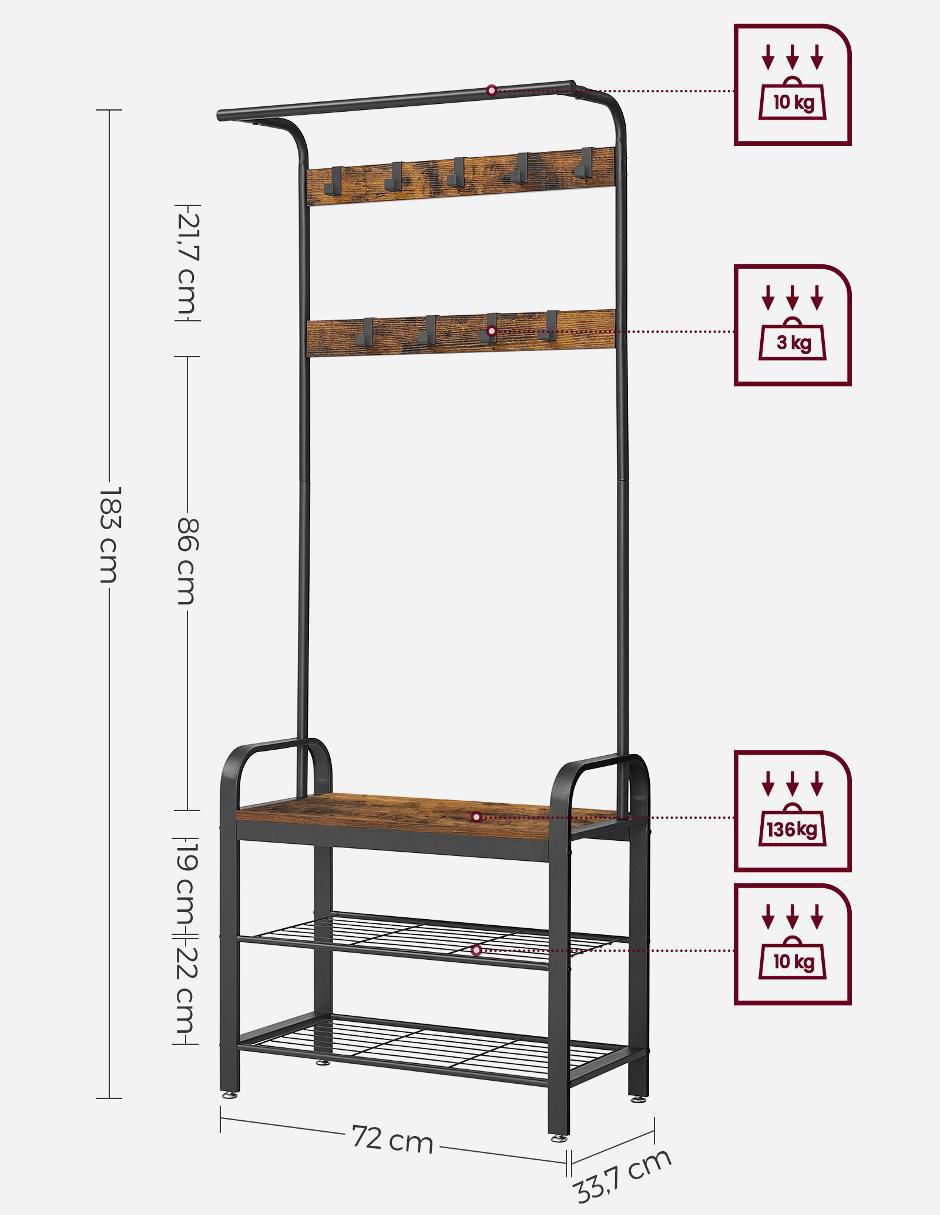 Perchero de piso Songmics Home Dacey de madera 9 ganchos