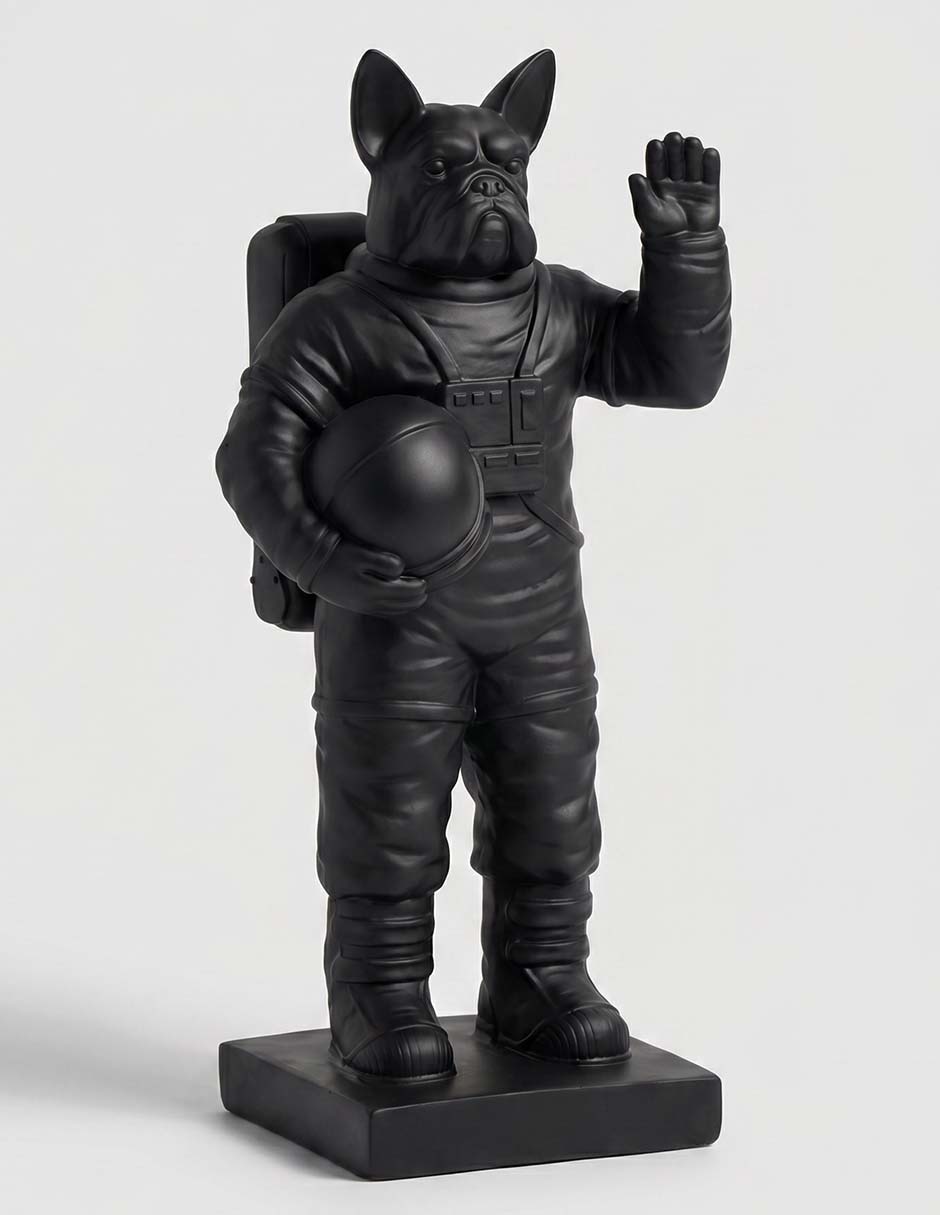 Figura decorativa de perro astronauta Haus de resina