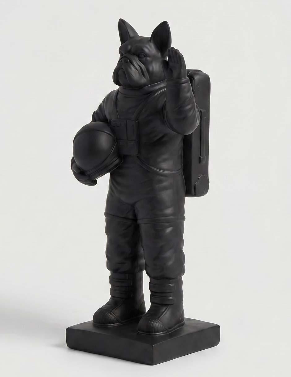 Figura decorativa de perro astronauta de resina