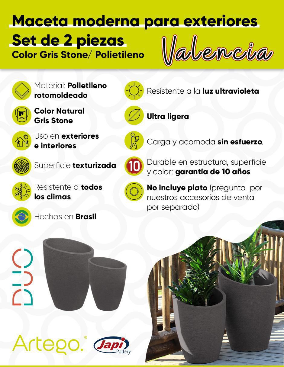 Maceta Valencia set de 2 de polietileno 4