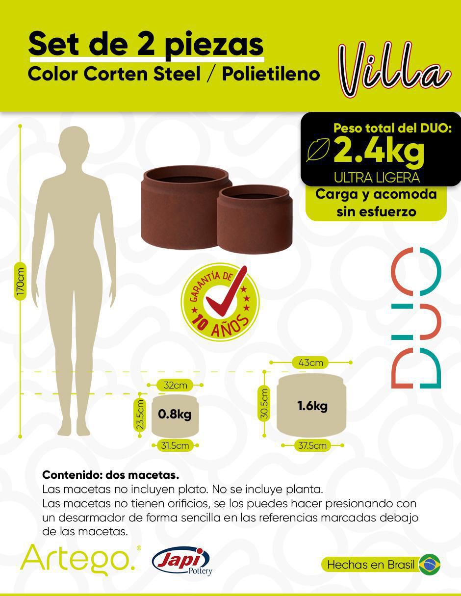 Set maceta de polietileno 6