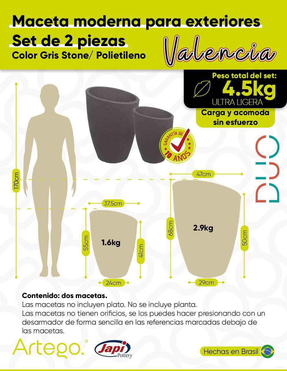 Set maceta Valencia de polietileno 6