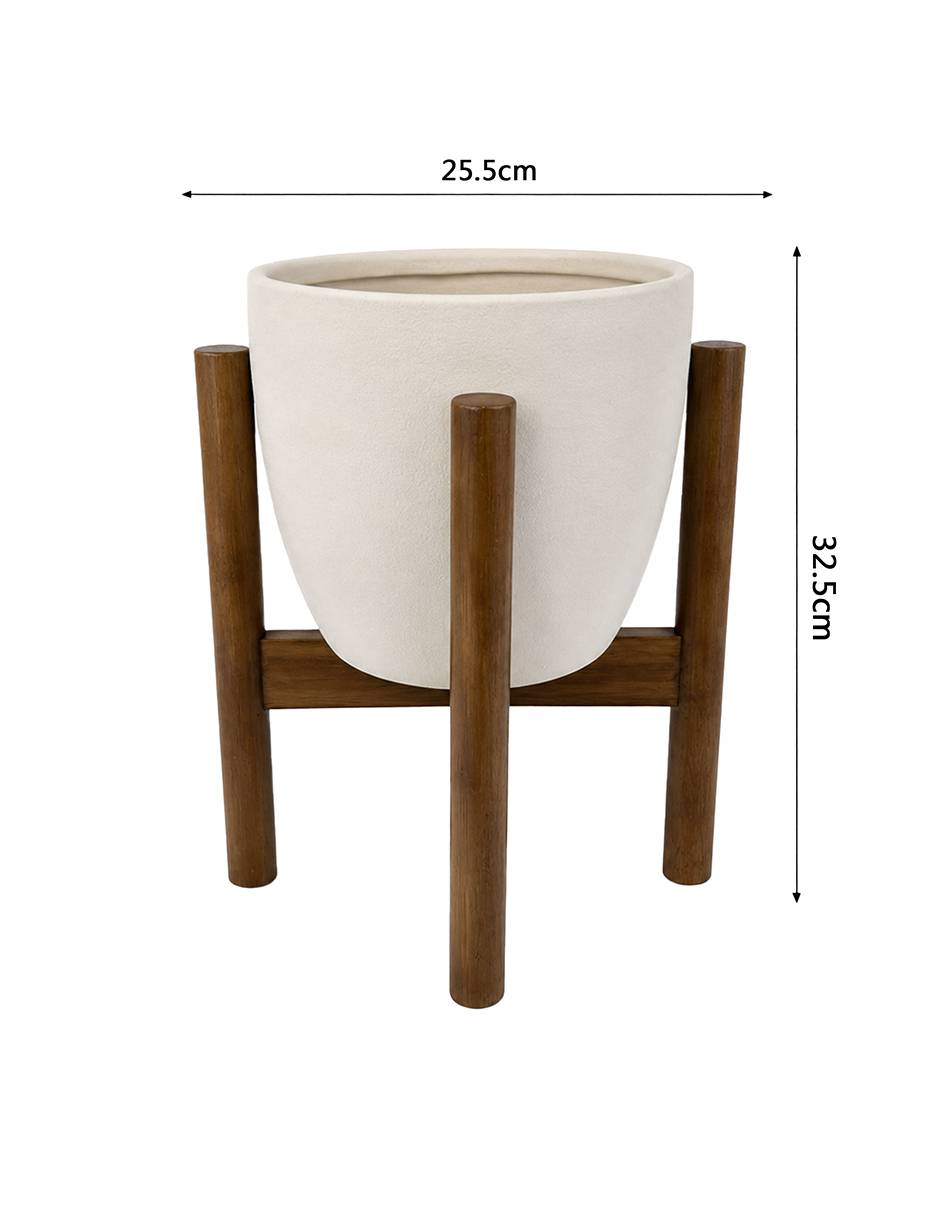 Maceta con base de bambú Haus básico de cerámica