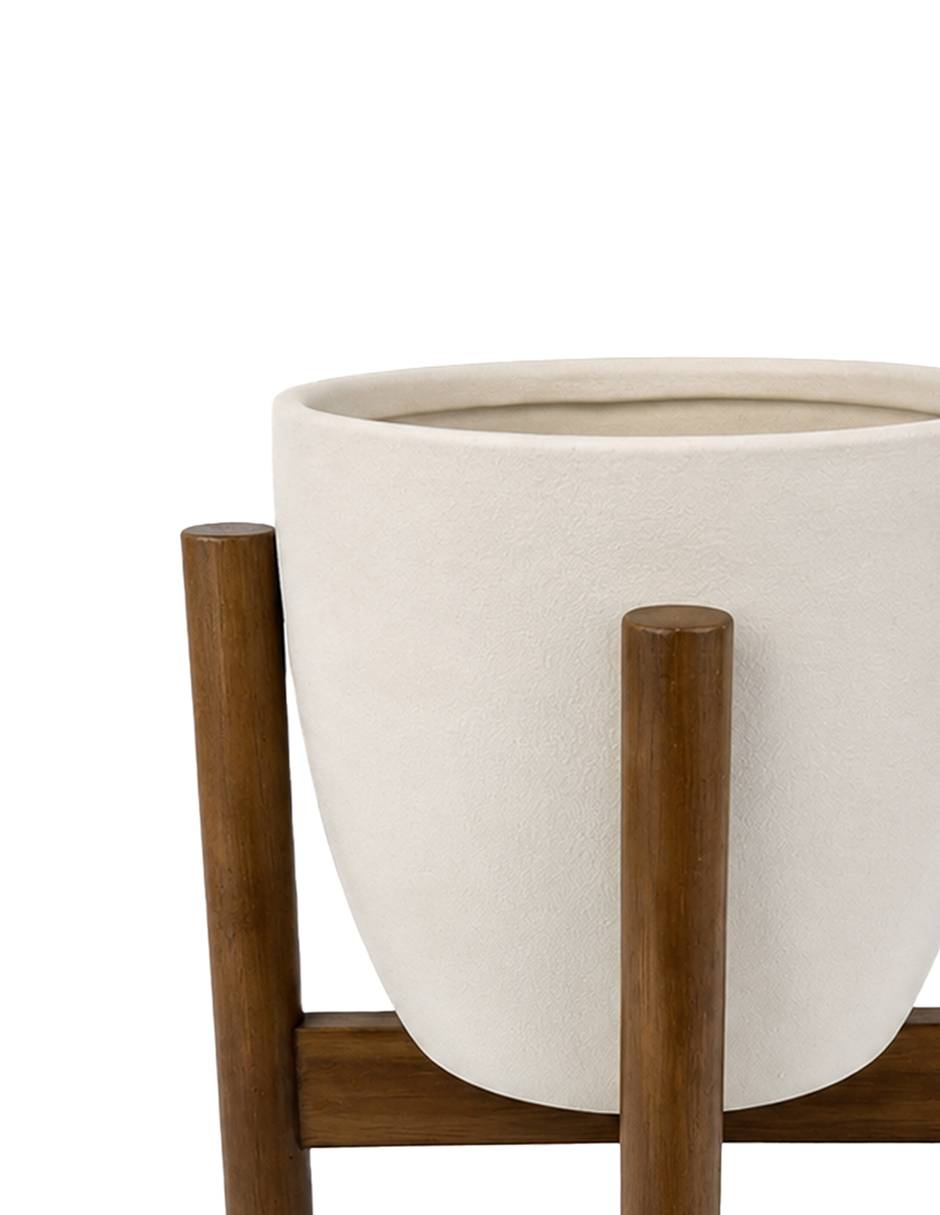 Maceta con base de bambú Haus básico de cerámica