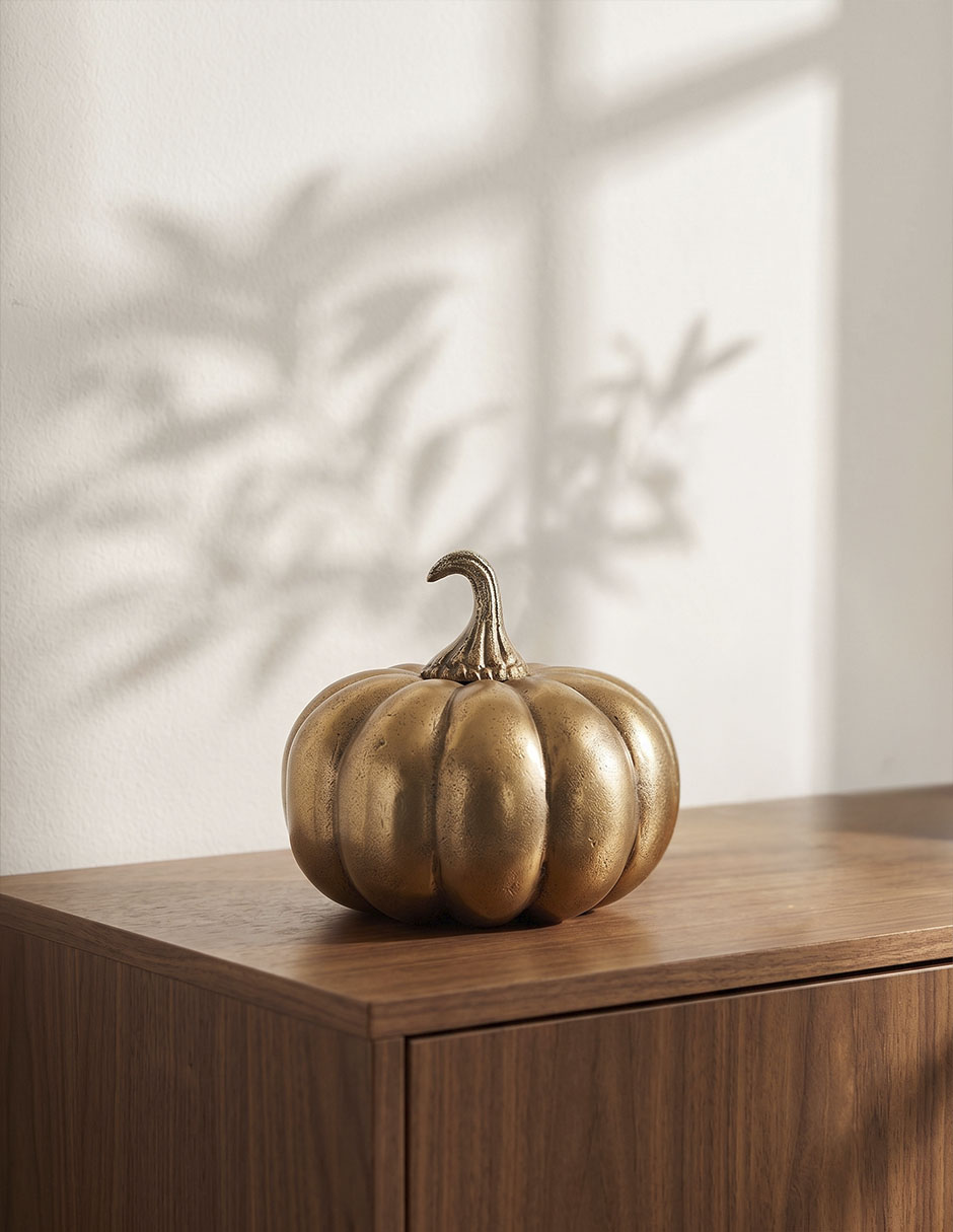 Figura decorativa de calabaza ecos de otoño de aluminio 2