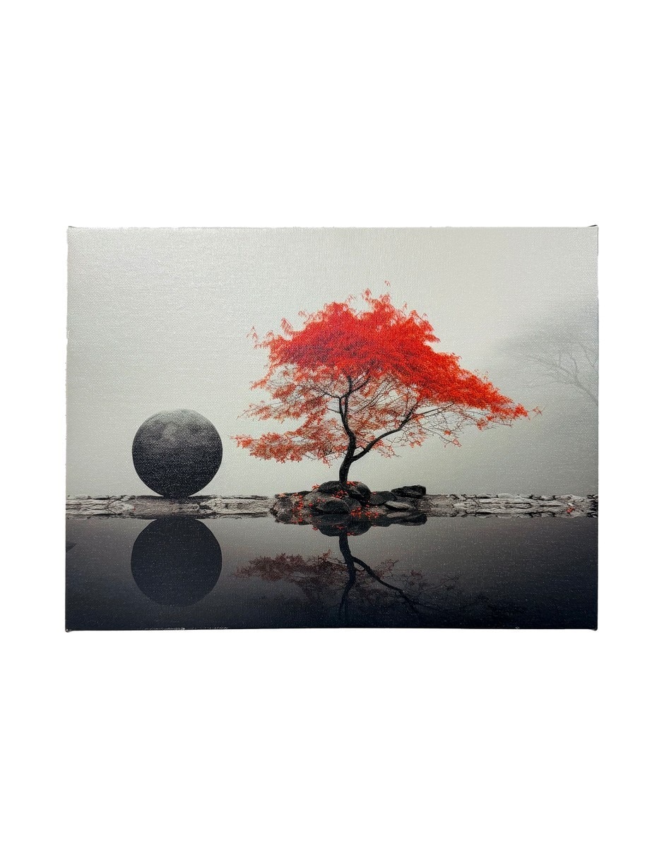 Cuadro decorativo Árbol Rojo En Lienzo/Canvas Con Bastidor De Madera técnica impresión Animales 5