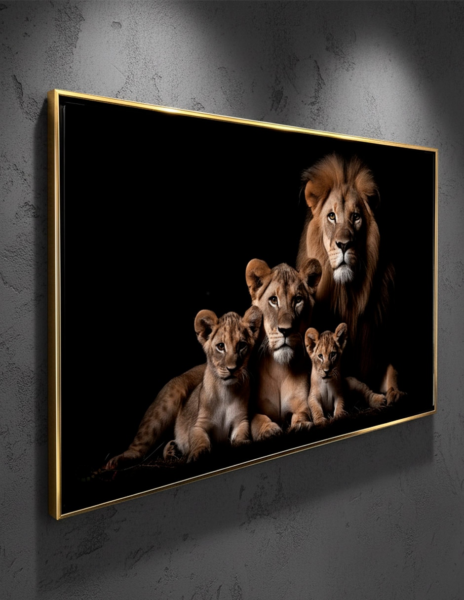 Cuadro decorativo leones de la selva calidad pre técnica impresión 3