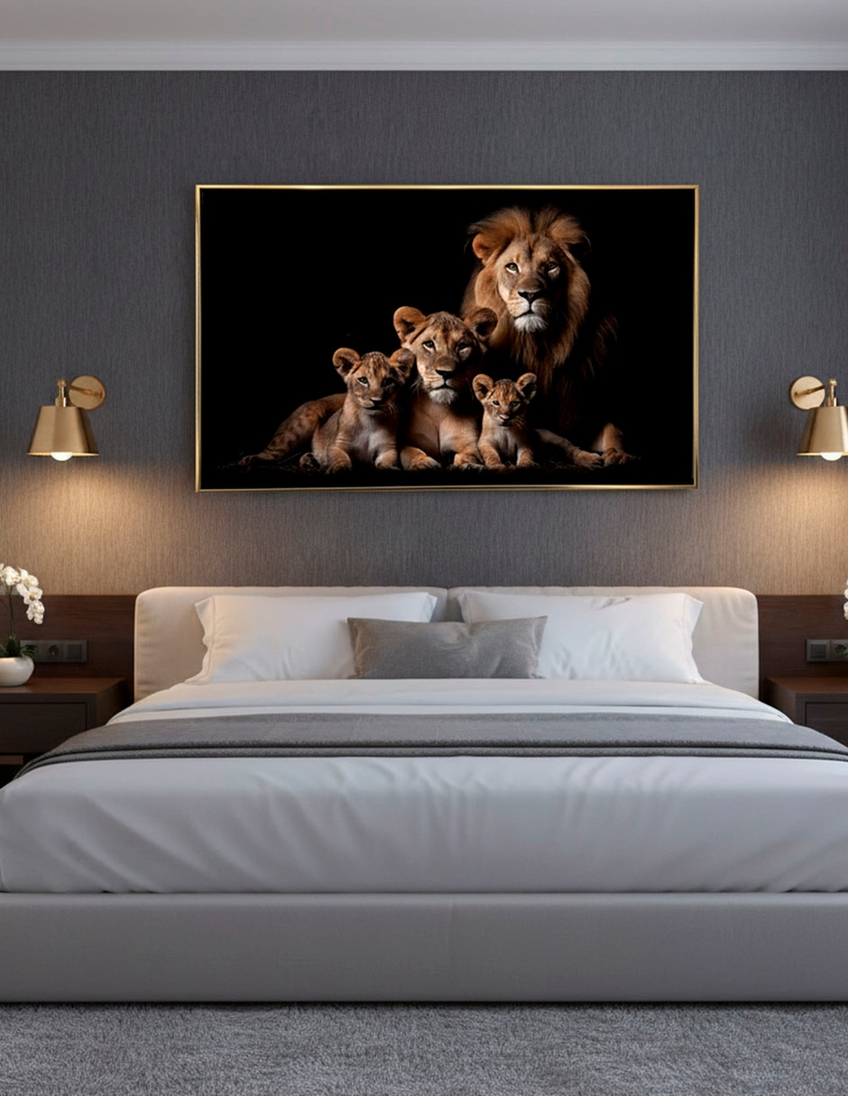 Cuadro decorativo leones de la selva calidad pre técnica impresión 9