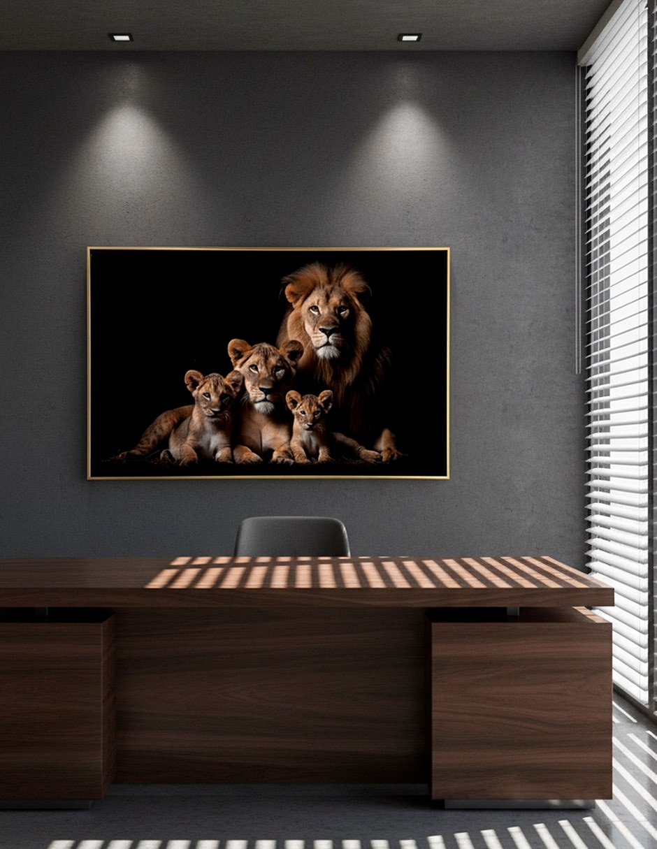 Cuadro decorativo leones de la selva calidad pre técnica impresión 2