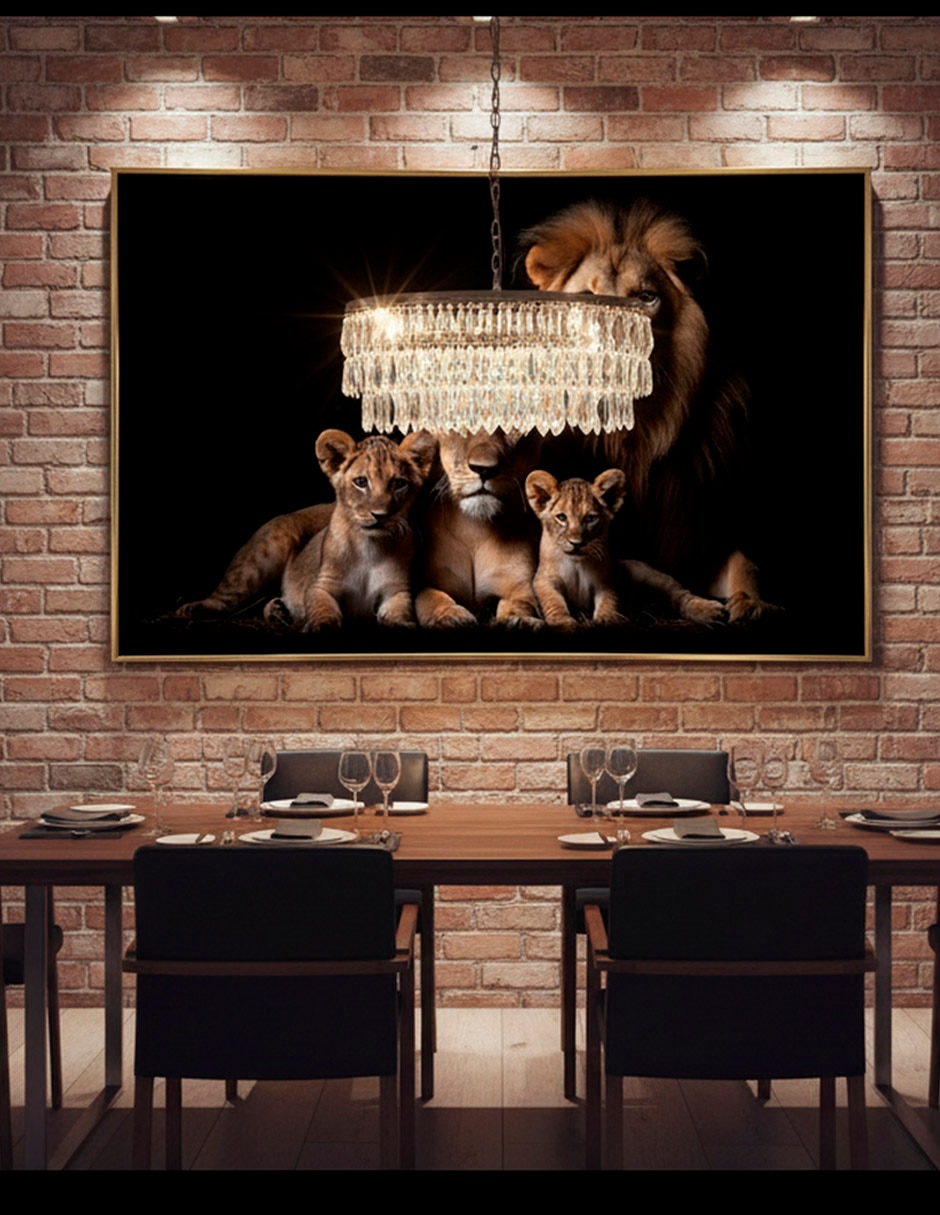 Cuadro decorativo leones de la selva calidad pre técnica impresión 6
