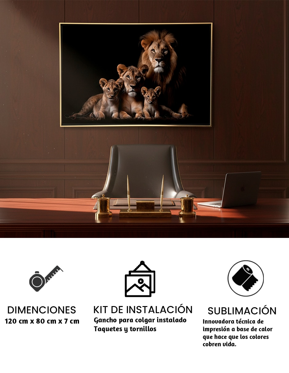 Cuadro decorativo leones de la selva calidad pre técnica impresión 4
