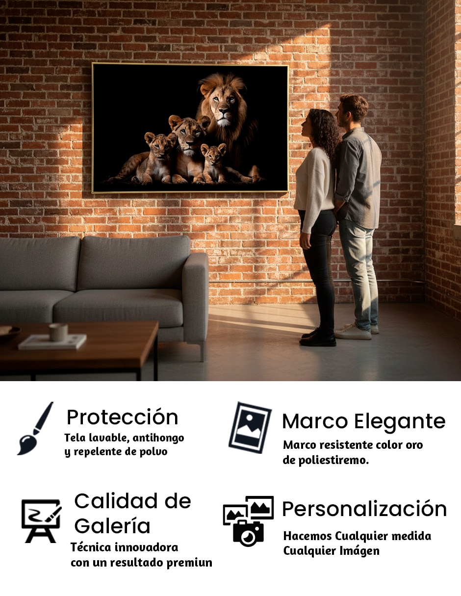 Cuadro decorativo leones de la selva calidad pre técnica impresión 7