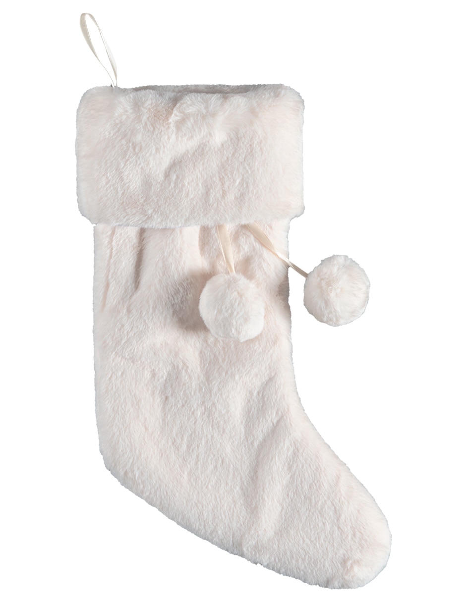 Bota navideña blanca estampado navideño Bota navideña blanca estampado navideño