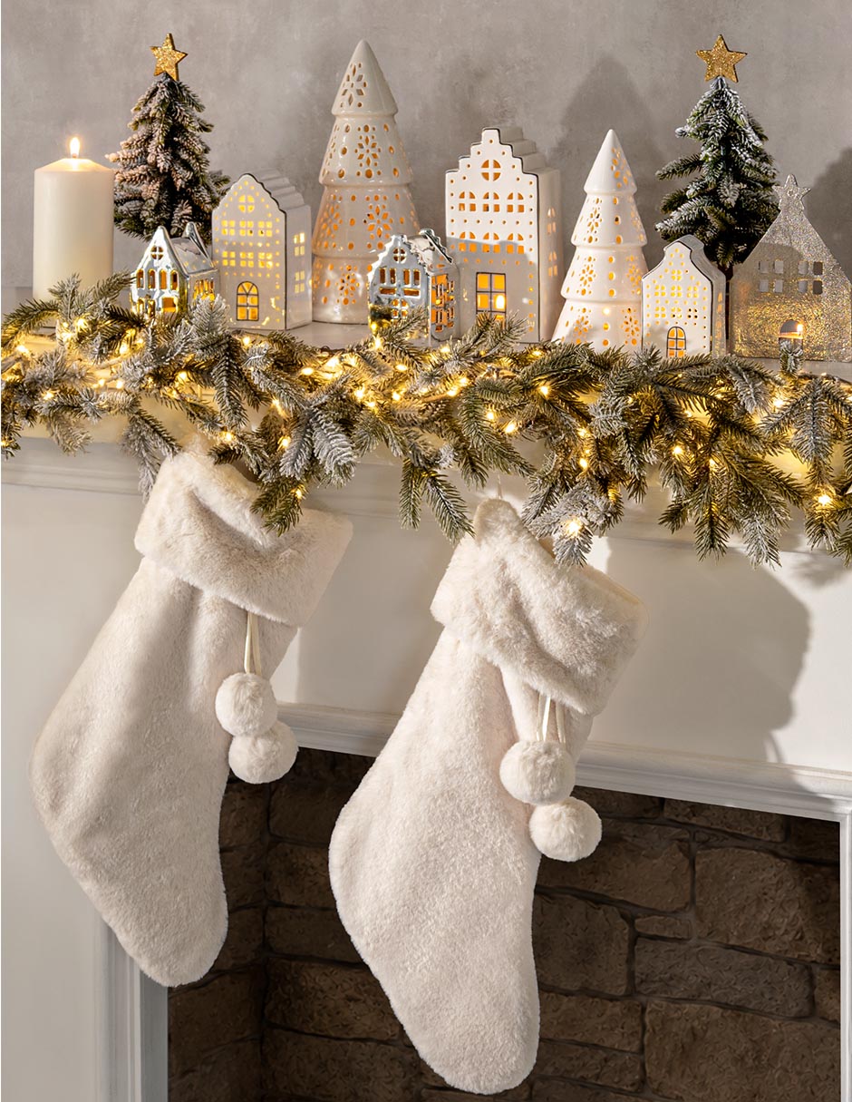 Bota navideña blanca estampado navideño 2