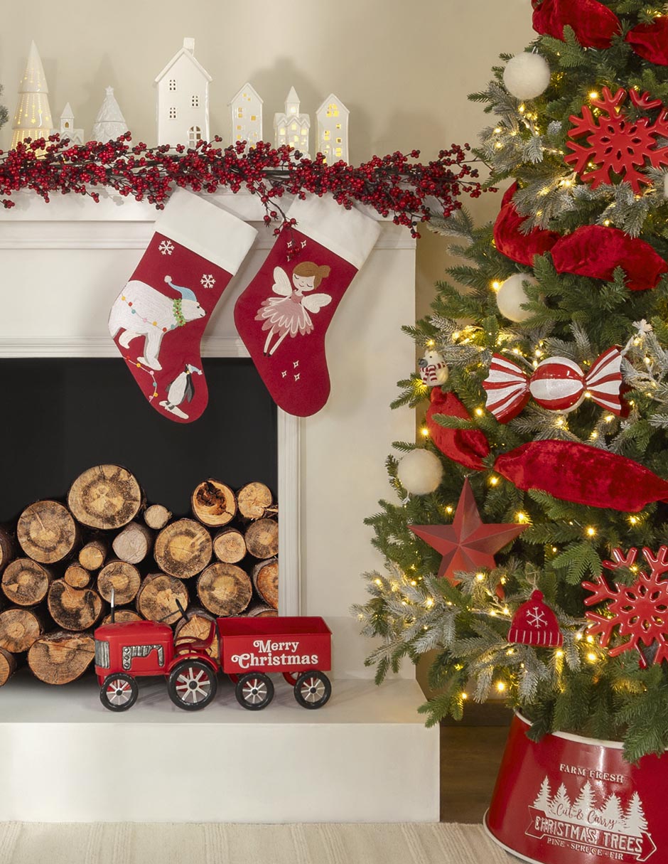 Bota navideña hada estampado navideño 4