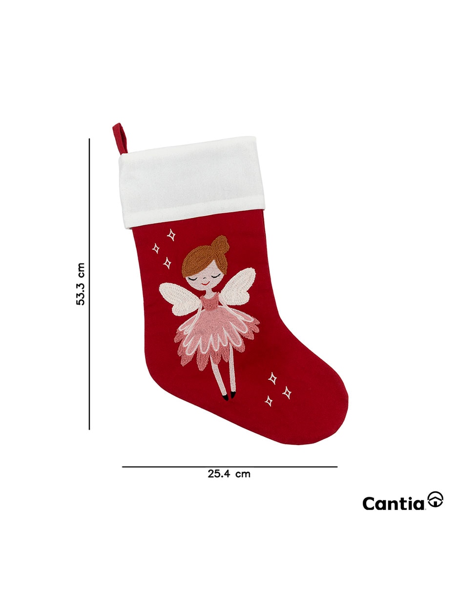 Bota navideña hada estampado navideño 5