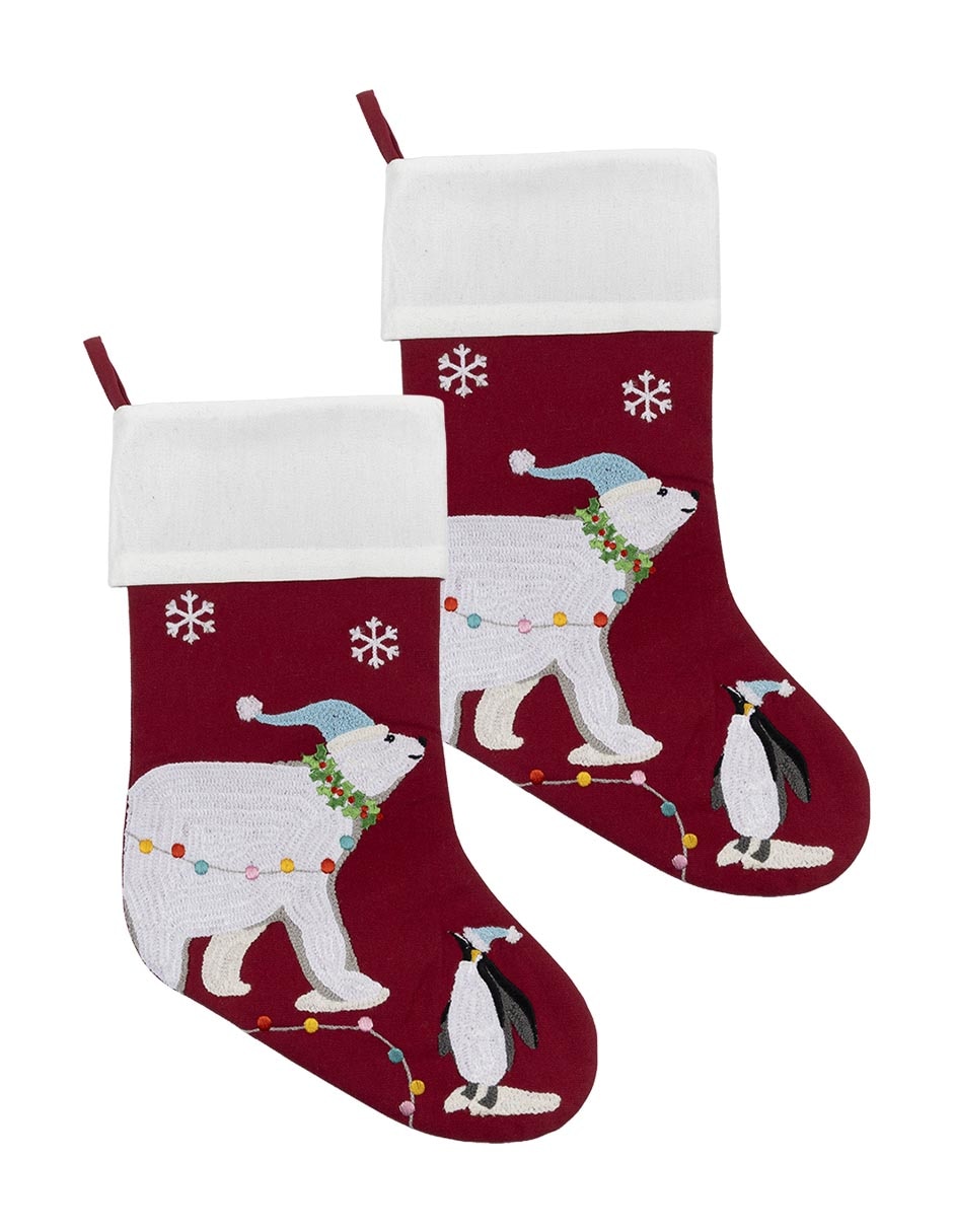 Bota navideña oso estampado navideño Bota navideña oso estampado navideño