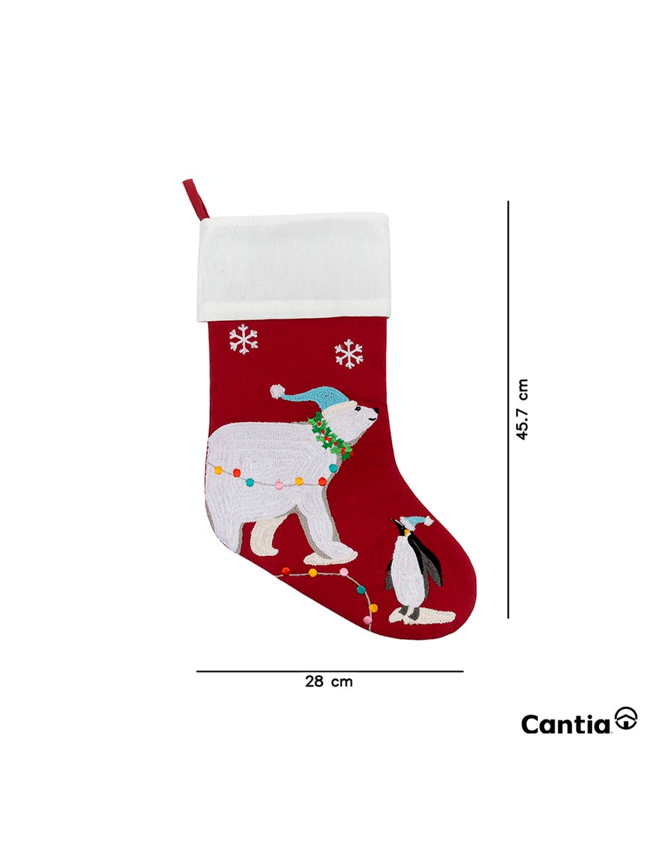 Bota navideña oso estampado navideño 4