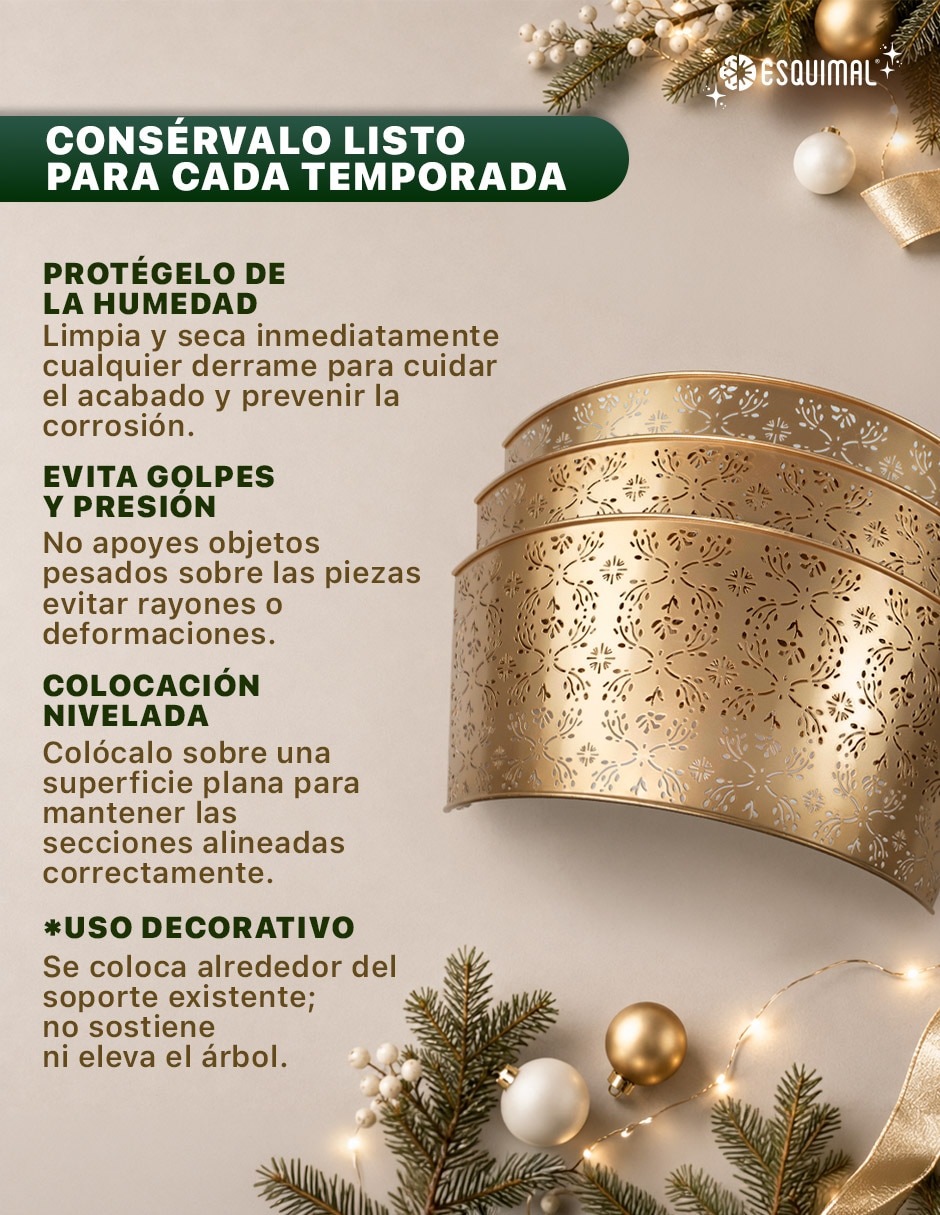 Pie de árbol perforado galvanizado navideño 7