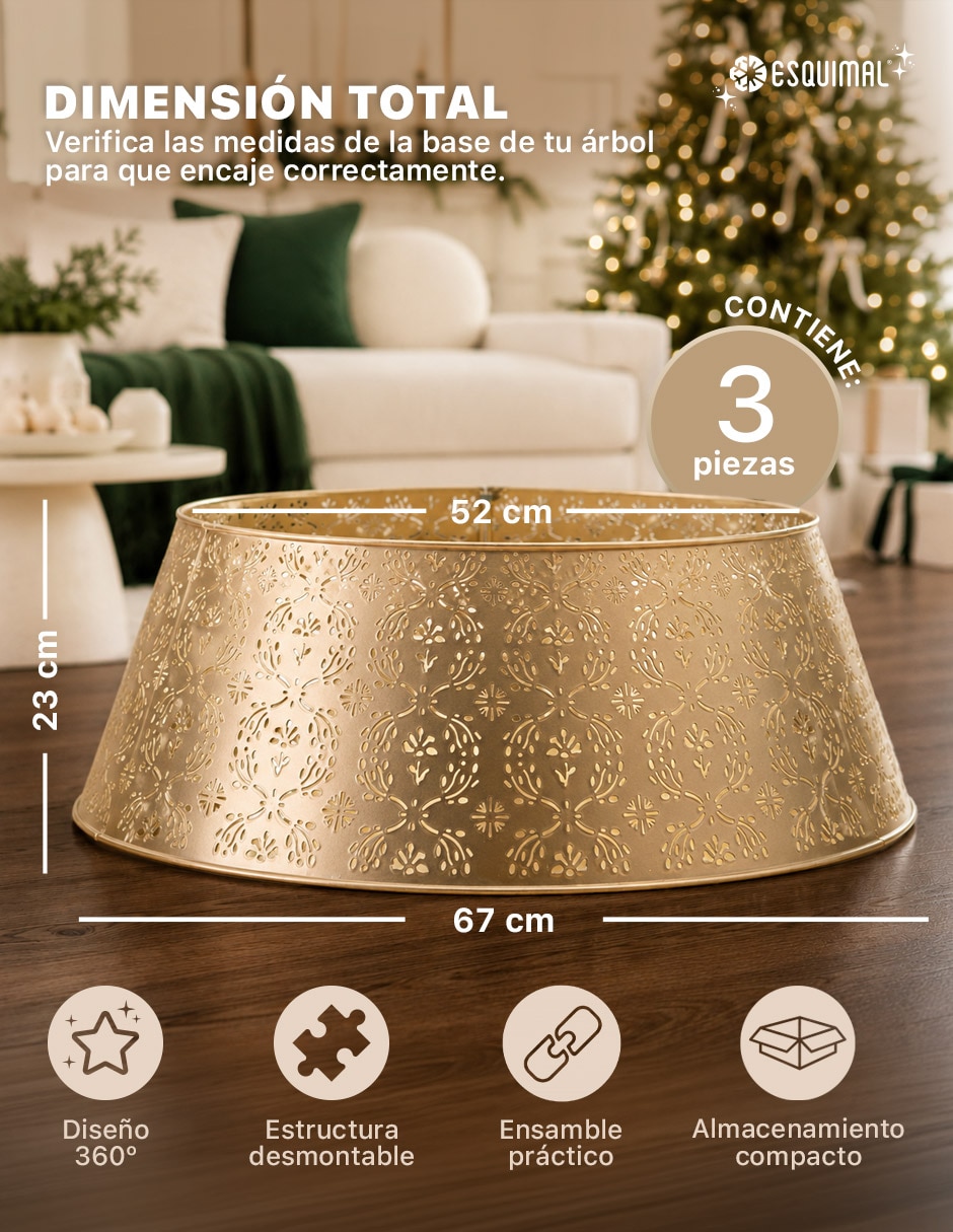 Pie de árbol perforado galvanizado navideño 9