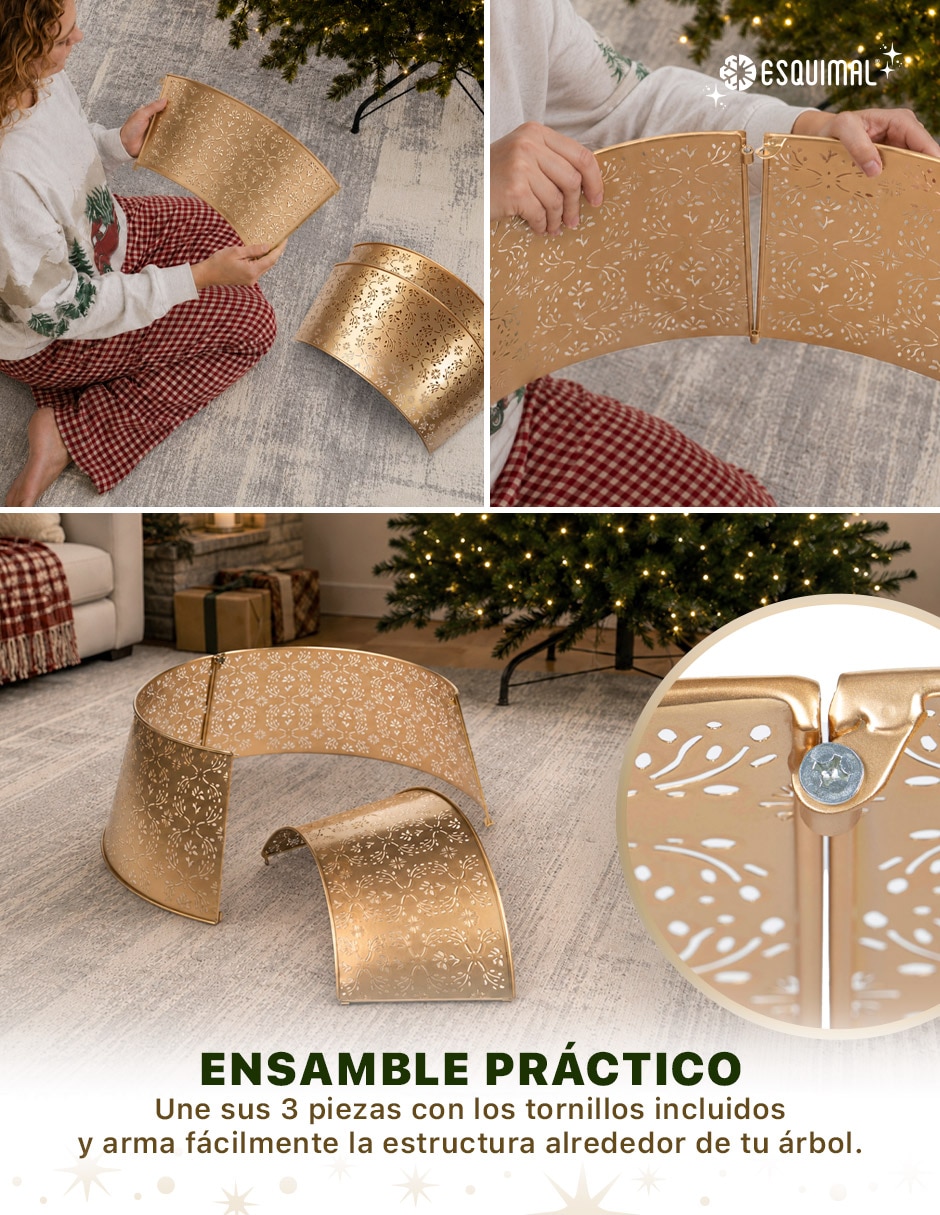 Pie de árbol perforado galvanizado navideño 8