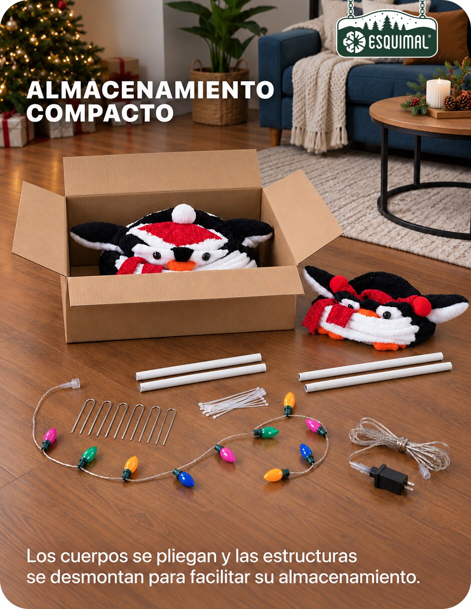 Set figuras de Pingüino Navidad para Exterior con textura Afelpada de Poliéster 3