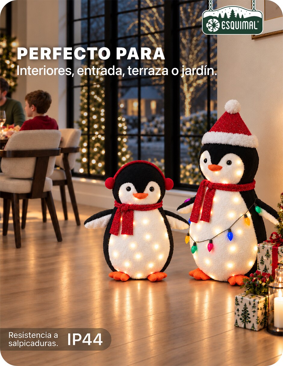 Set figuras de Pingüino Navidad para Exterior con textura Afelpada de Poliéster 7