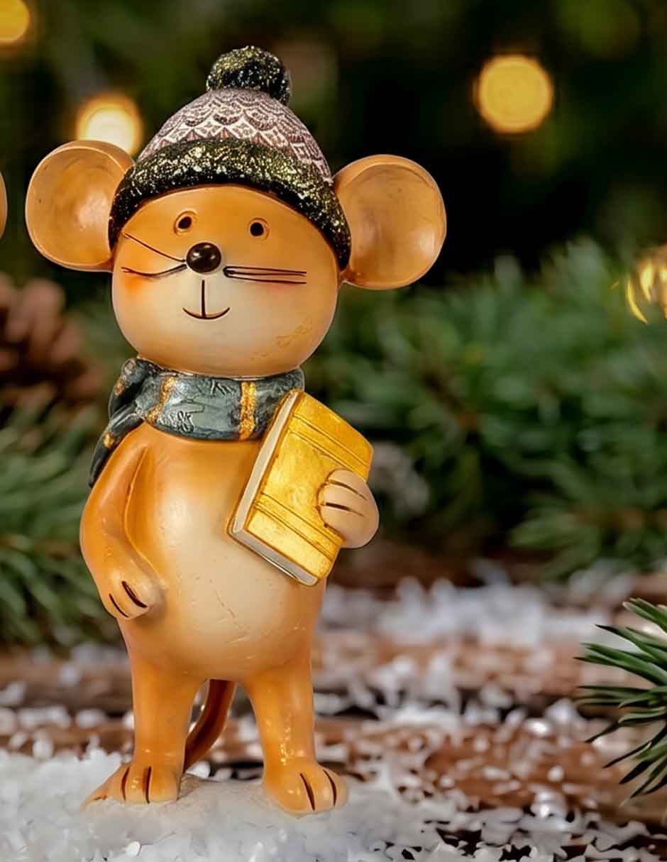 Figura de Ratón Navidad de Resina 2