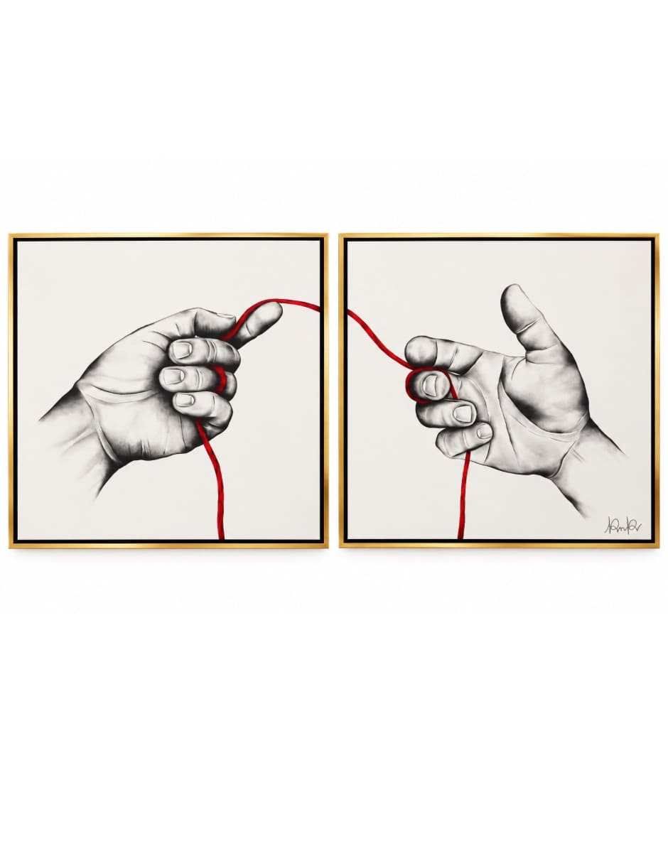Cuadro Hilo Rojo técnica Hecho a mano Cuadro Hilo Rojo técnica Hecho a mano